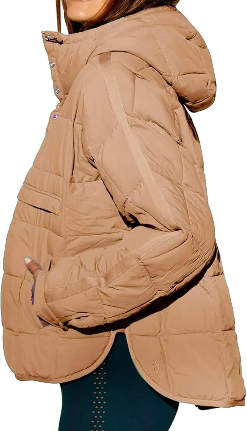 Quilted Jackets for Women Pullover Puffer Jacket Oversized Thick Hoodie Winter Warm Tops Lightweight Hooded Jackets
