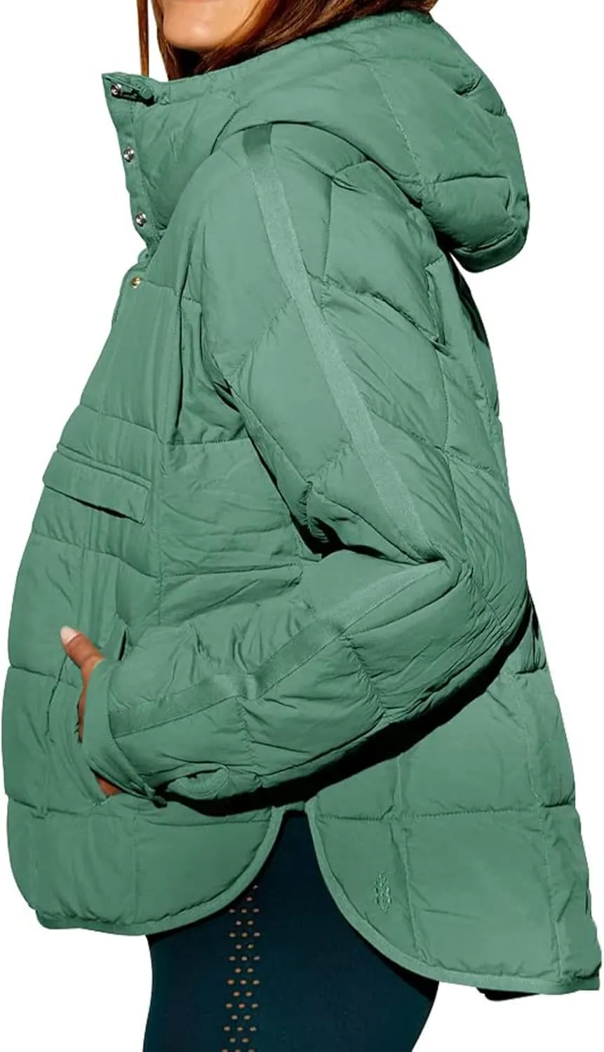 Quilted Jackets for Women Pullover Puffer Jacket Oversized Thick Hoodie Winter Warm Tops Lightweight Hooded Jackets
