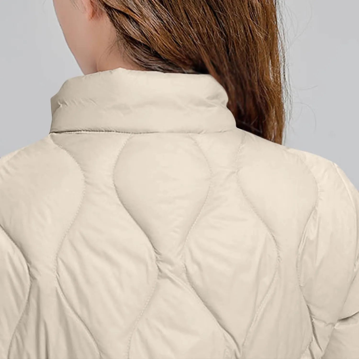 Quilted Lightweight Jackets for Women Plus Size Short Puffer Coats Stand Collar Zipper Down Jacket for Fall Winter