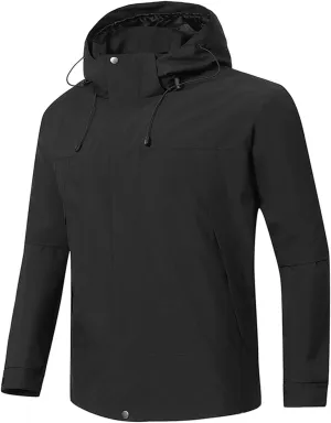 Rain Coats for Men Waterproof with Hood Jacket Lightweight Color Block Windbreaker Packable Raincoats Hiking Travel