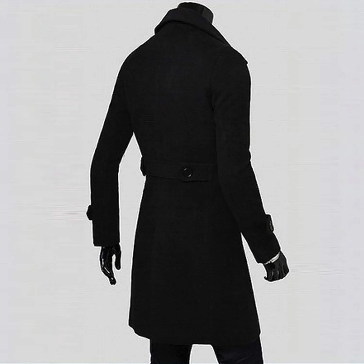 RTRDE Mens Trench Coat Notched Lapel Long Length Jacket Double Breasted Fall Winter Overcoat Casual Peacoat, M-3XL