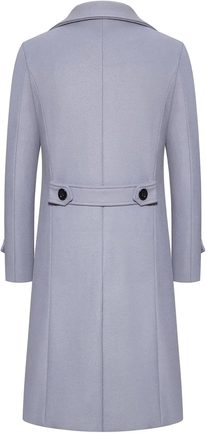 RTRDE Mens Trench Coat Notched Lapel Long Length Jacket Double Breasted Fall Winter Overcoat Casual Peacoat, M-3XL