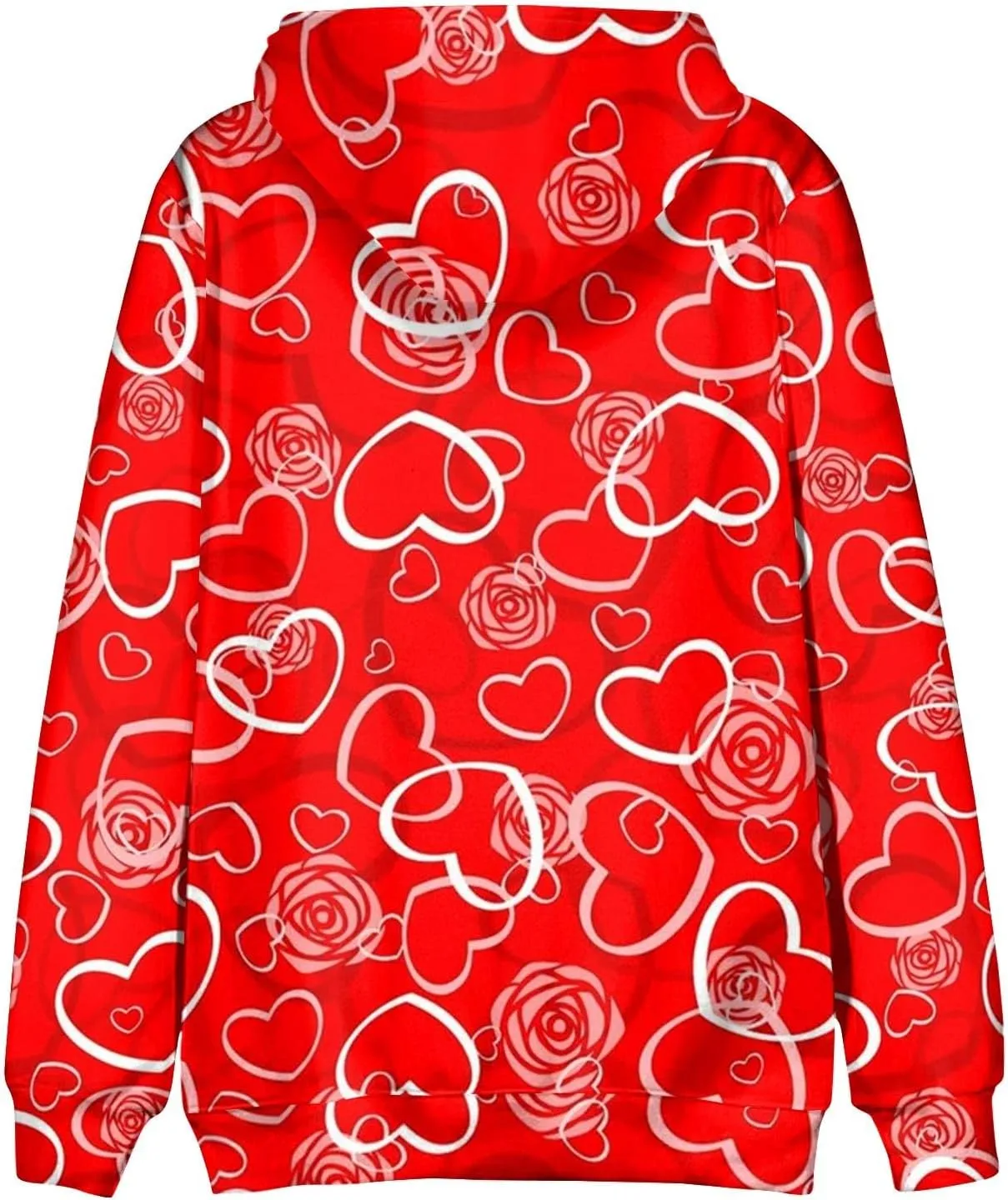 RTTUIOP Work Shirts For Men Hawaiian Long Sleeve Jacket Valentine's Day With Cap Cool Hoodie Heart Comfort With Pockets