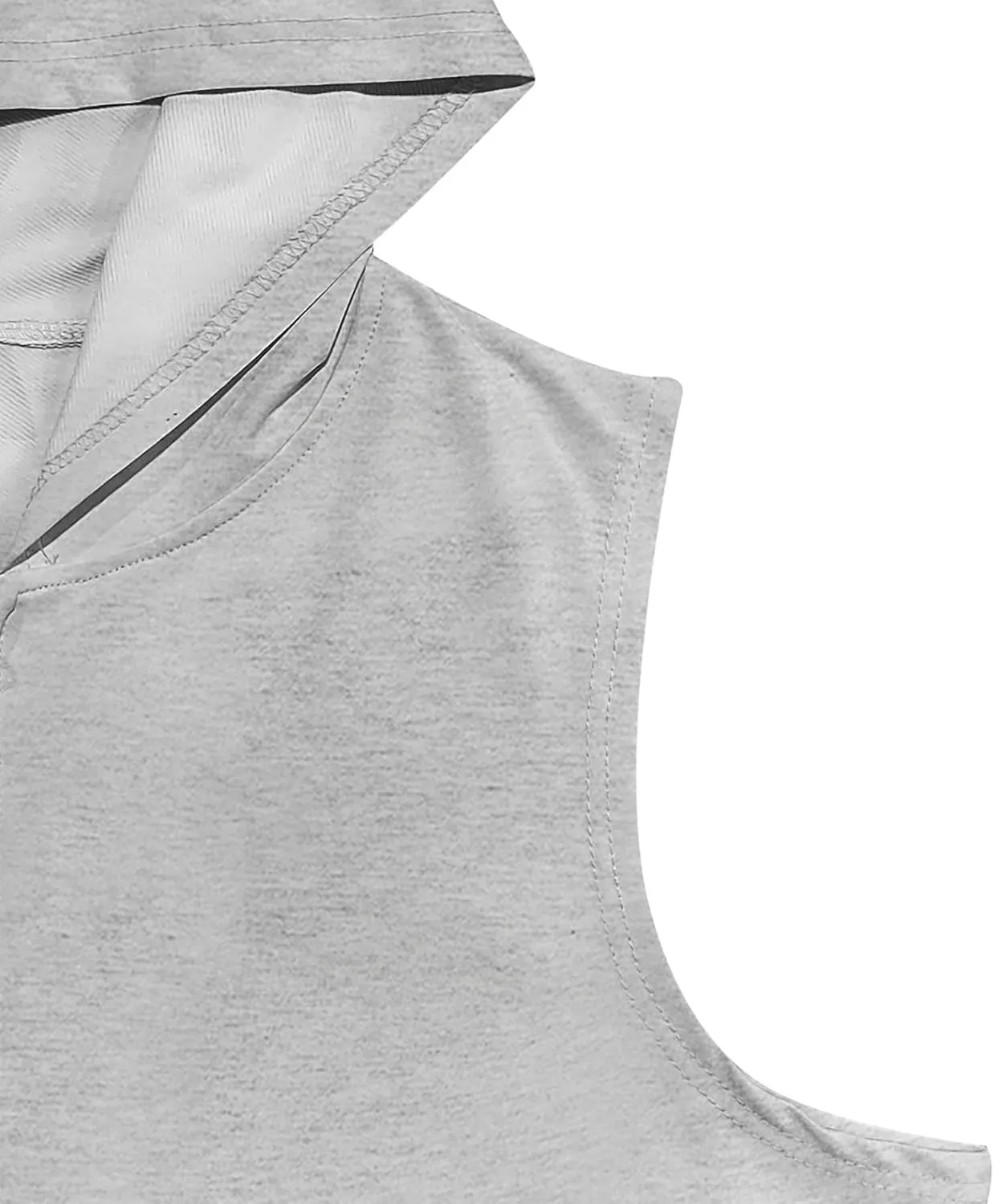 Sleeveless Hoodies for Men Full Zip Sleeveless Tank Topswith Pocket Slim Fit Full Zip Hooded Muscle Fitness Gym Shirt