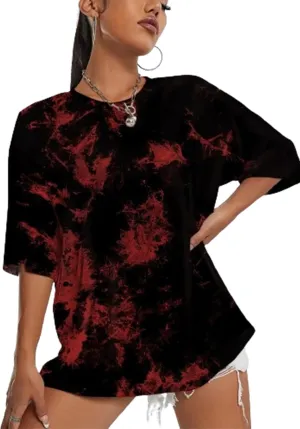 SOFIA'S CHOICE Women's Oversized T Shirts Round Neck Tie Dye Short Sleeve Shirts