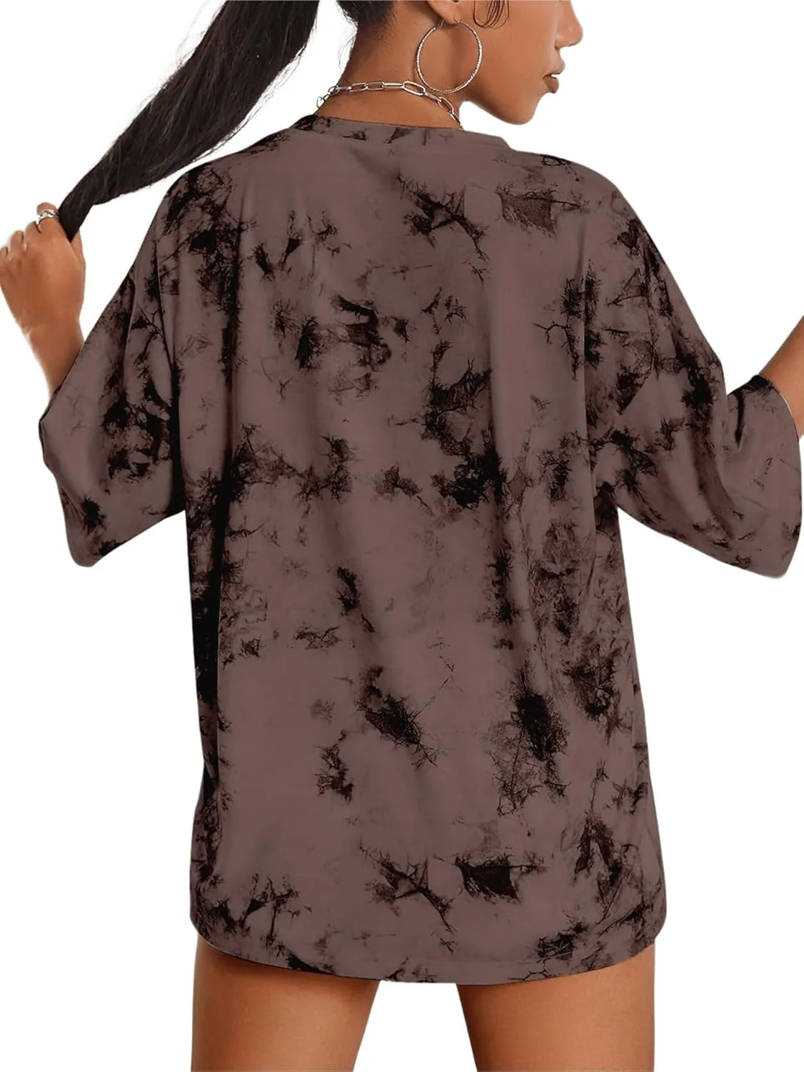 SOFIA'S CHOICE Women's Oversized T Shirts Round Neck Tie Dye Short Sleeve Shirts