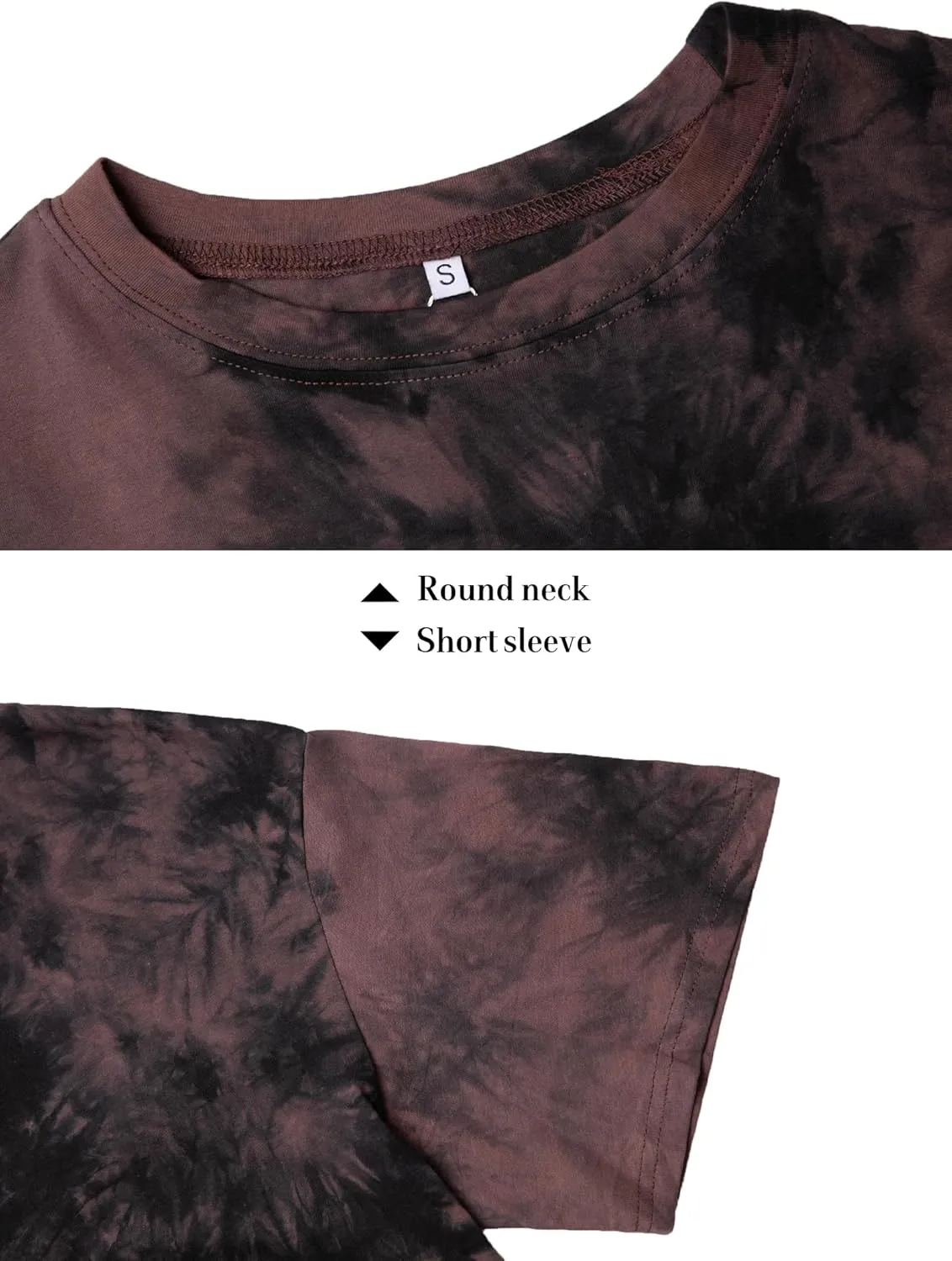 SOFIA'S CHOICE Women's Oversized T Shirts Round Neck Tie Dye Short Sleeve Shirts