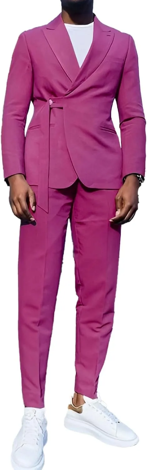 Suits Men's 2 Piece Mens Suits Slim Fit Suits Blazer Fashion Casual Groom Wedding Guest Jacket & Pants