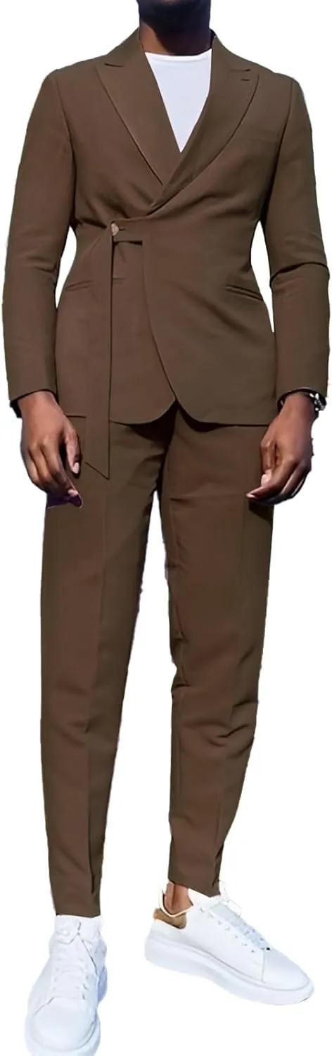 Suits Men's 2 Piece Mens Suits Slim Fit Suits Blazer Fashion Casual Groom Wedding Guest Jacket & Pants