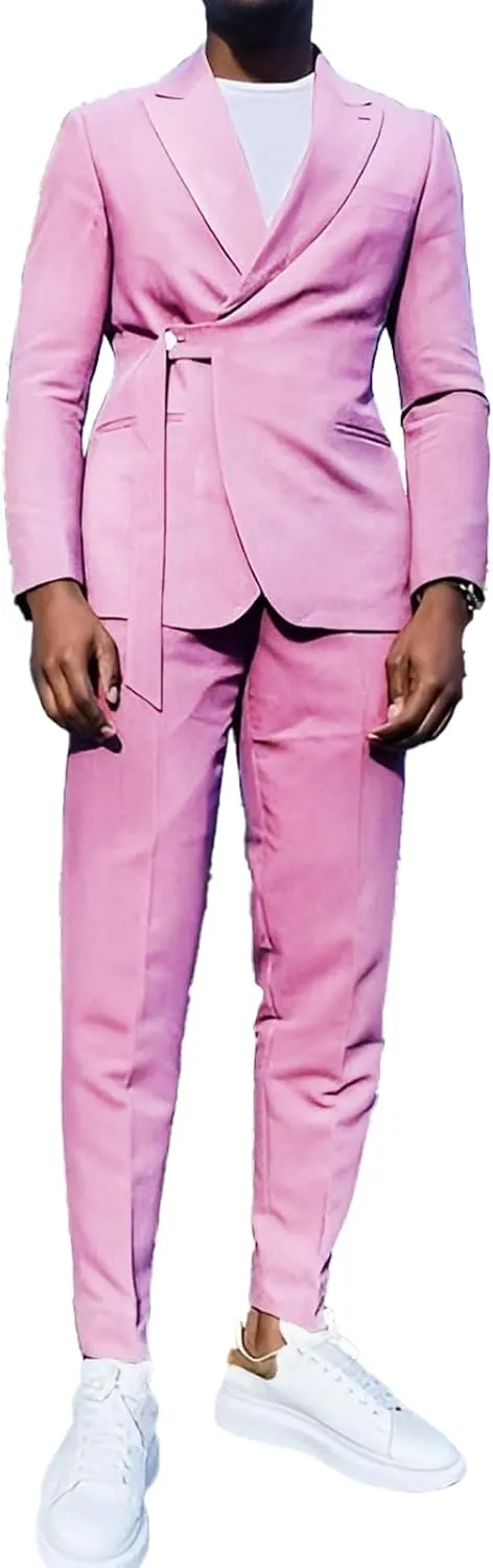 Suits Men's 2 Piece Mens Suits Slim Fit Suits Blazer Fashion Casual Groom Wedding Guest Jacket & Pants
