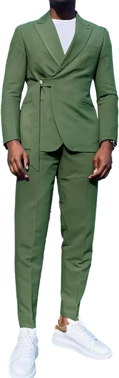 Suits Men's 2 Piece Mens Suits Slim Fit Suits Blazer Fashion Casual Groom Wedding Guest Jacket & Pants