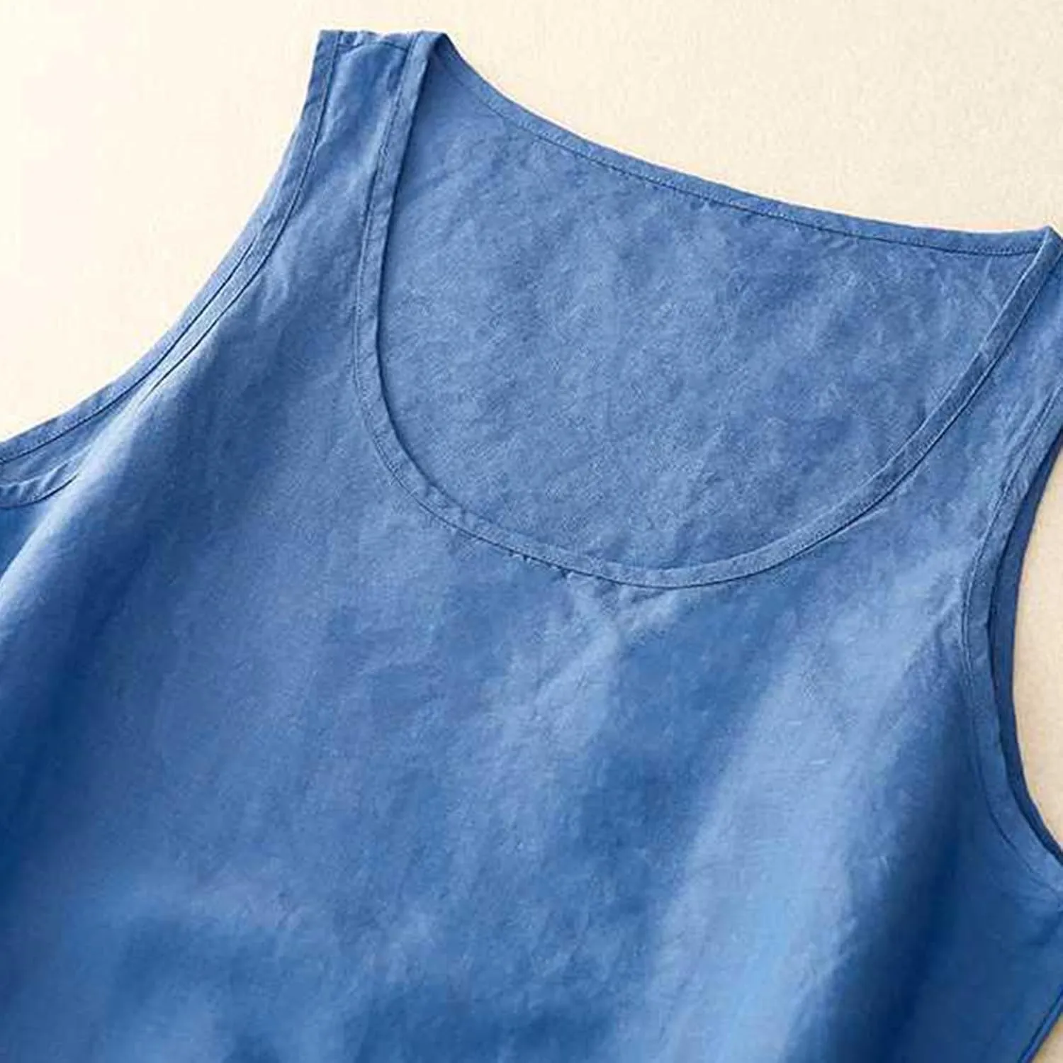 Summer Cotton Linen Tank Tops Women Sleeveless Square Neck Tees Shirts Elegant Solid Color Lightweight Comfy Blouses