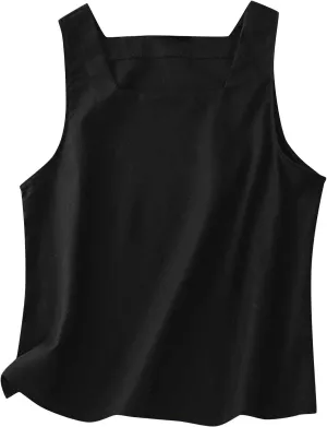 Summer Cotton Linen Tank Tops Women Sleeveless Square Neck Tees Shirts Elegant Solid Color Lightweight Comfy Blouses