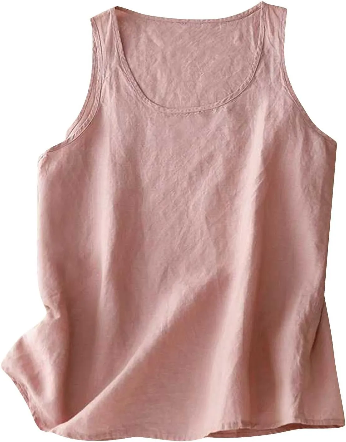Summer Cotton Linen Tank Tops Women Sleeveless Square Neck Tees Shirts Elegant Solid Color Lightweight Comfy Blouses