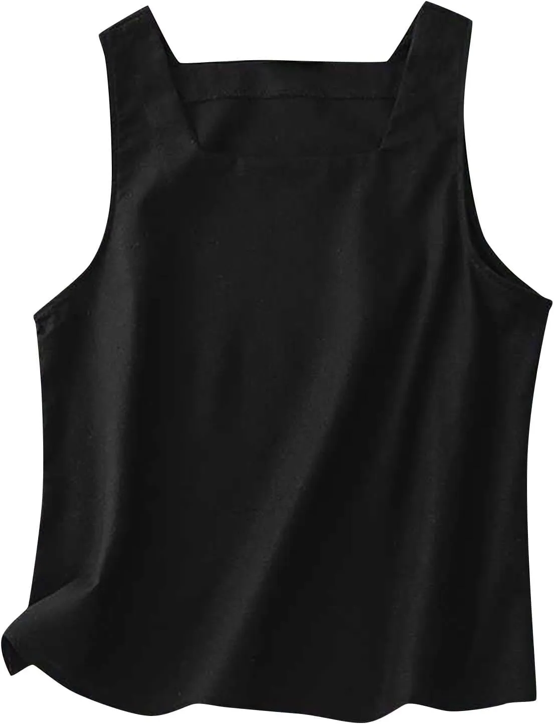 Summer Cotton Linen Tank Tops Women Sleeveless Square Neck Tees Shirts Elegant Solid Color Lightweight Comfy Blouses