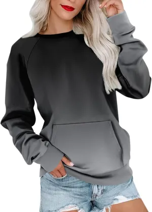 Sweatshirt for Women Fall Fashion Long Sleeve Crewneck T-shirt Loose Comfortable Pullover Hoodless Sweatshirts with Pockets