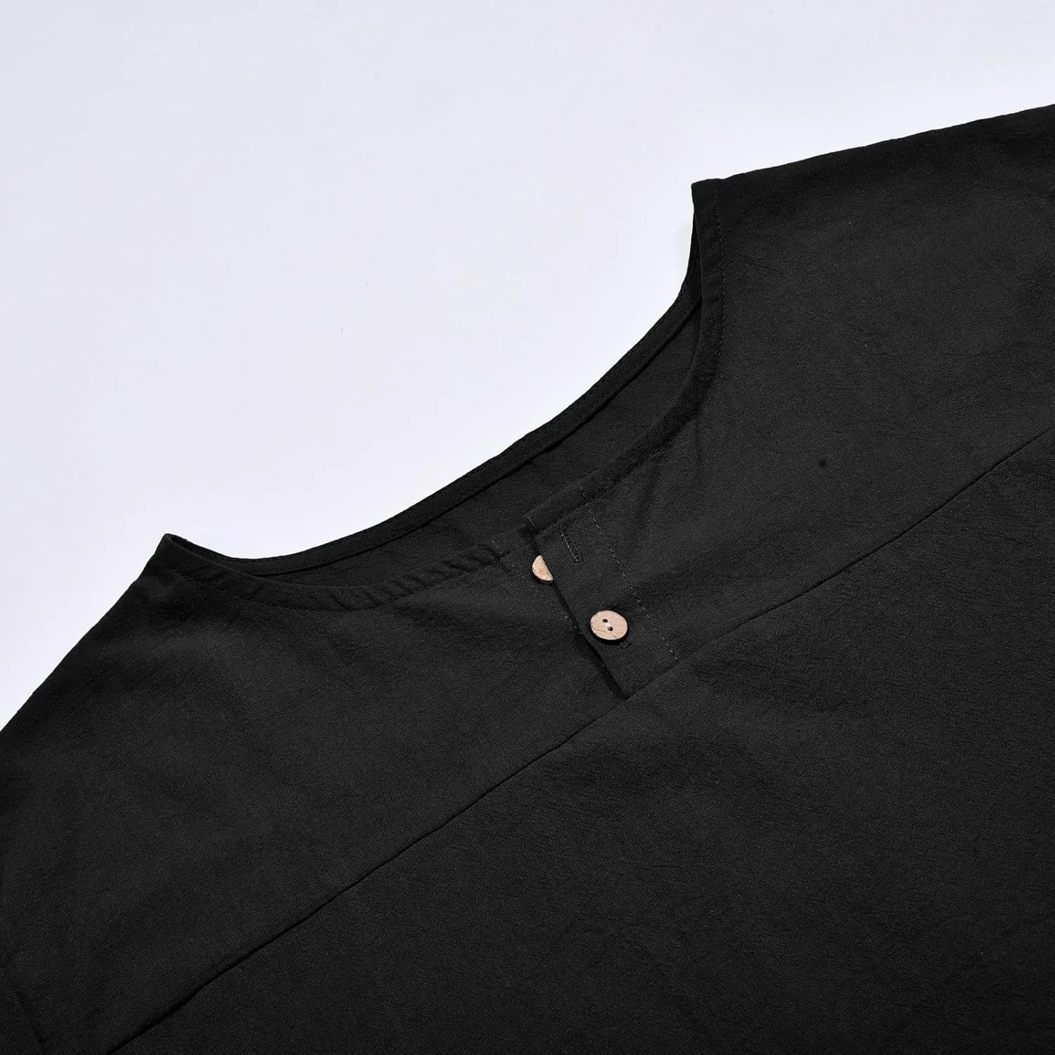 T Shirts for Men Linen Solid Color Short Sleeved Round Neck Summer Casual T-Shirt