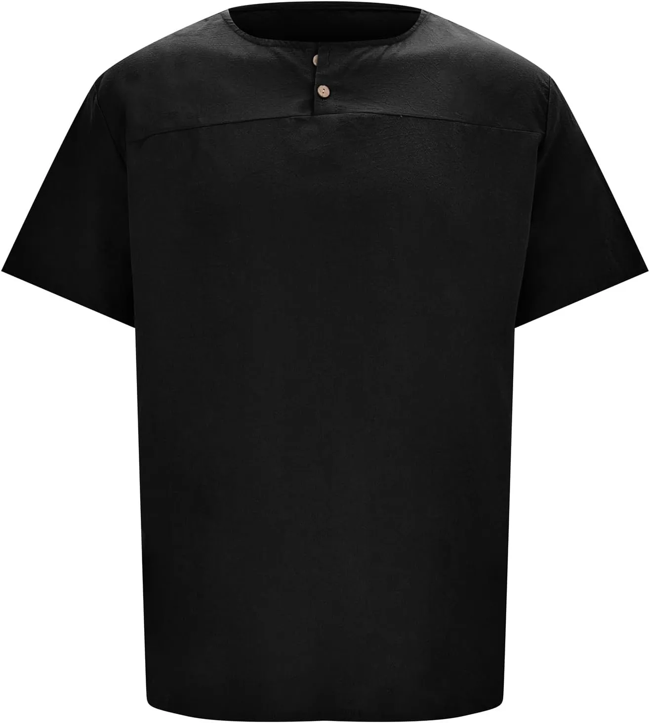 T Shirts for Men Linen Solid Color Short Sleeved Round Neck Summer Casual T-Shirt