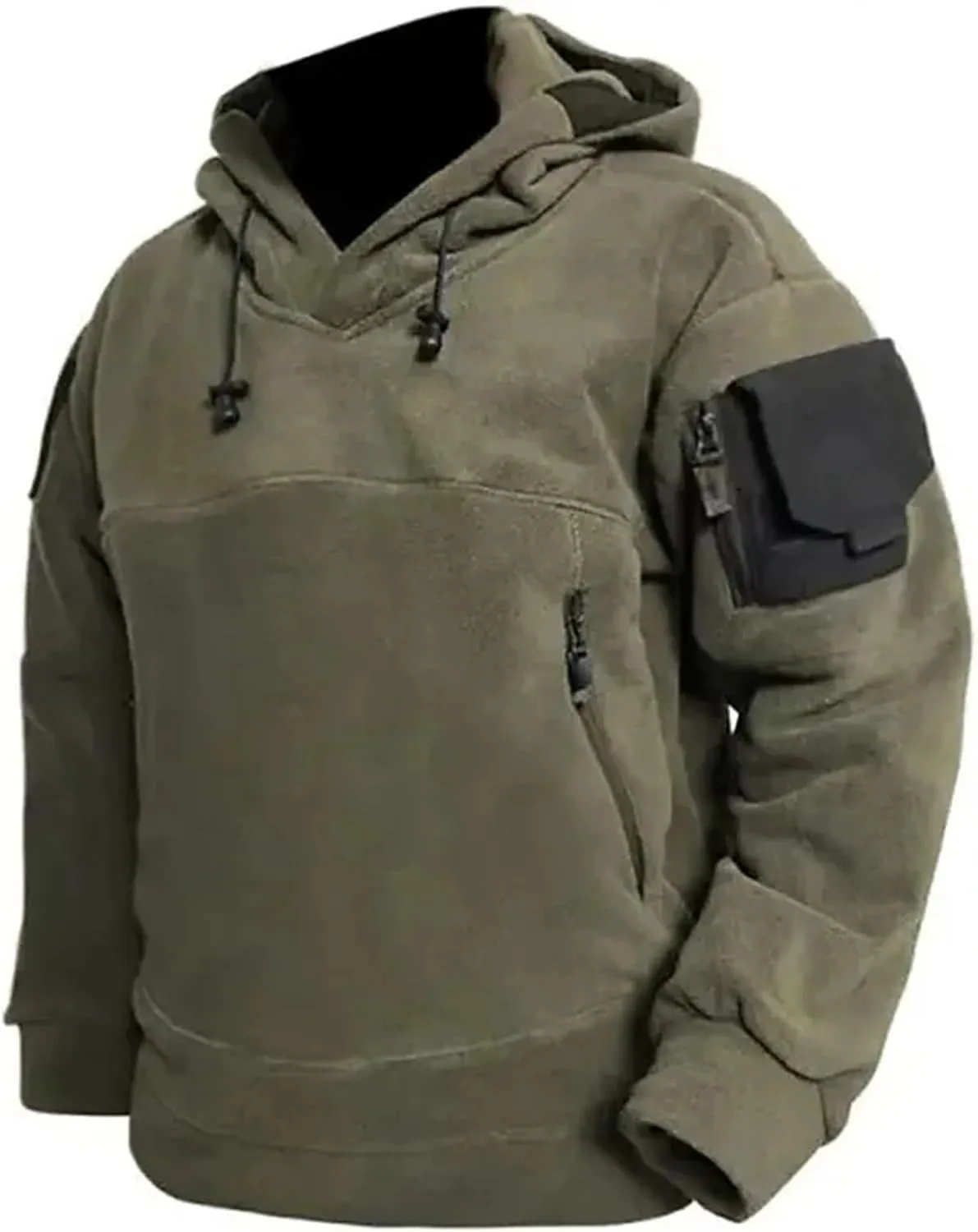 Tactical Hoodie for Men Warm Fleece Hoodie Outdoor Military Sweatshirts Long Sleeve Casual Pullover Shirt with Pocket