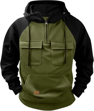 Tactical Hoodies for Men Zip Up Hooded Sweatshirts Rotro Long Sleeve Workout Shirt Outdoor Sports Pullover