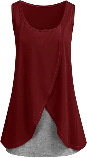TANGNADE Women's Nursing Tank Tops Maternity Cami with Shelf Bra Breastfeeding Clothes Loose Fit Lounge Blouse