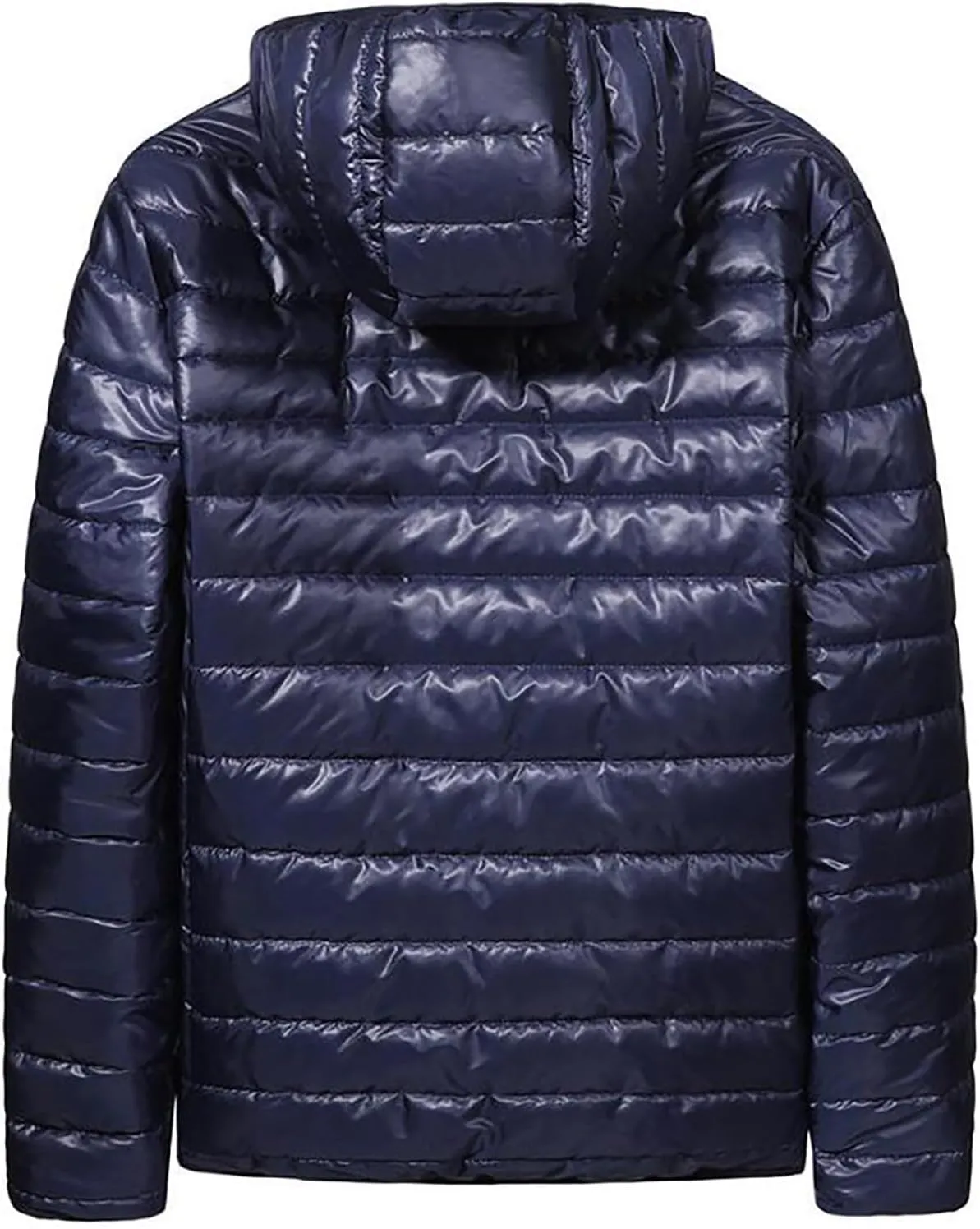 Thatrich Lightweight Puffer Jacket Men Oversized Puffy Coats Zip Up Hoodies Outdoor Hooded Jackets Winter Trendy Coat Outwear