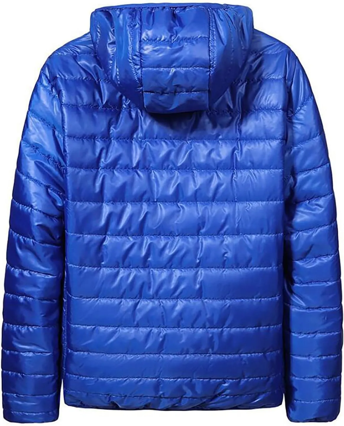 Thatrich Lightweight Puffer Jacket Men Oversized Puffy Coats Zip Up Hoodies Outdoor Hooded Jackets Winter Trendy Coat Outwear