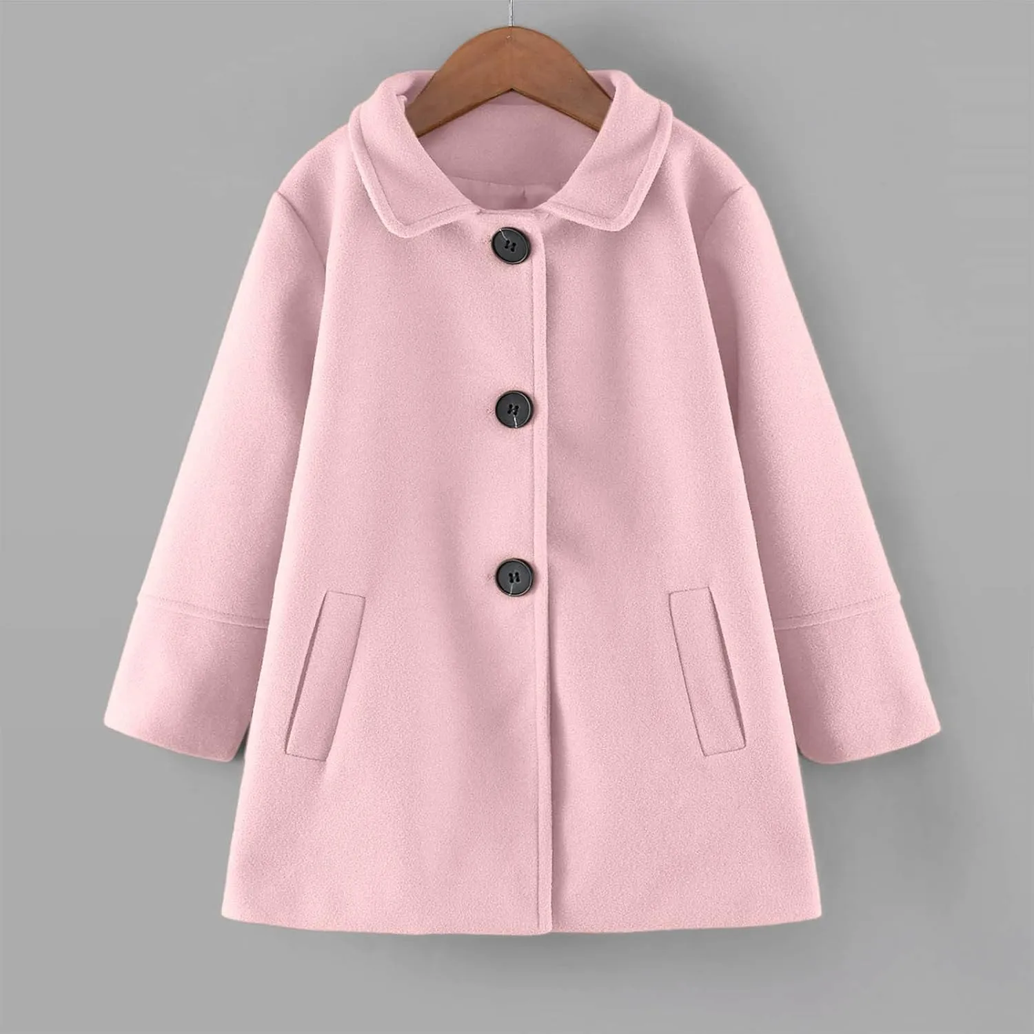 Toddler Girls Trench Coat Baby Girl Woolen Coat Girl Button Dress Coat Peacoat Winter Fall Outerwear