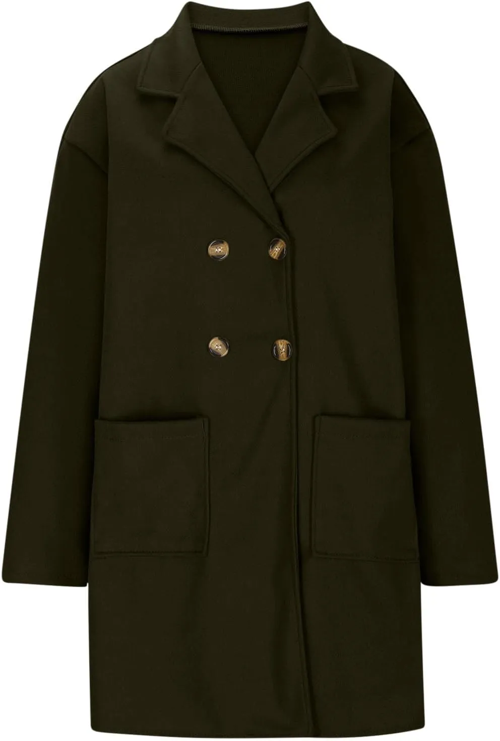 Trench Coat Women Mid Length Wool Coat Button Down Open Front Cardigan Elegant Coat Lapel Peacoat Fall Winter Jacket