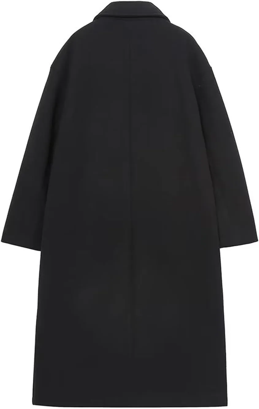 Trench Coats for Women Casual Wool Blend Fall Winter Warm Jacket Notch Lapel Single-Breasted Pea Coat With Pockets
