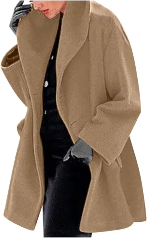 Trench Coats for Women Long Jacket Loose Fitting Warm Winter Outwear Fashion Lapel Jacket Coats Long Coats for Women