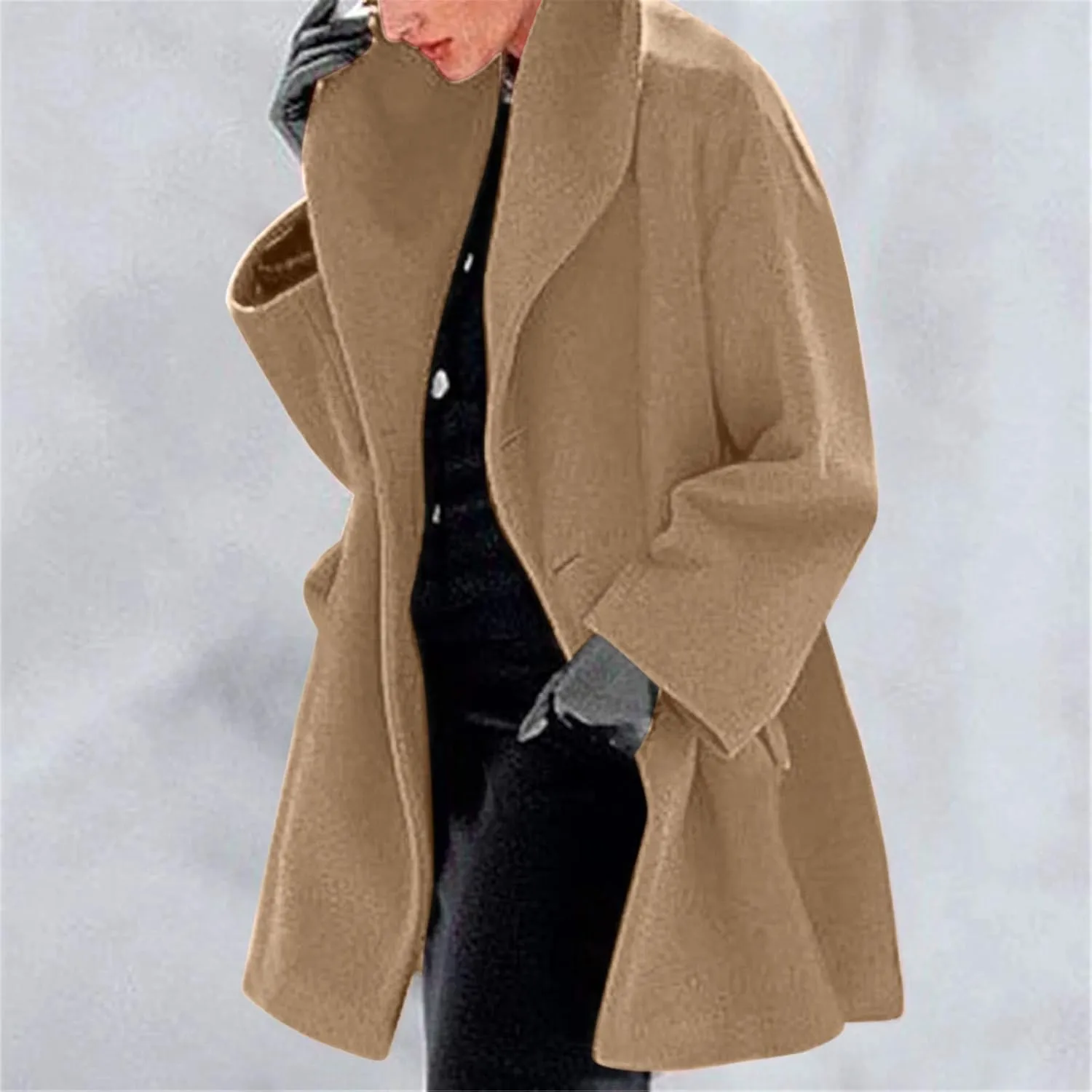 Trench Coats for Women Long Jacket Loose Fitting Warm Winter Outwear Fashion Lapel Jacket Coats Long Coats for Women