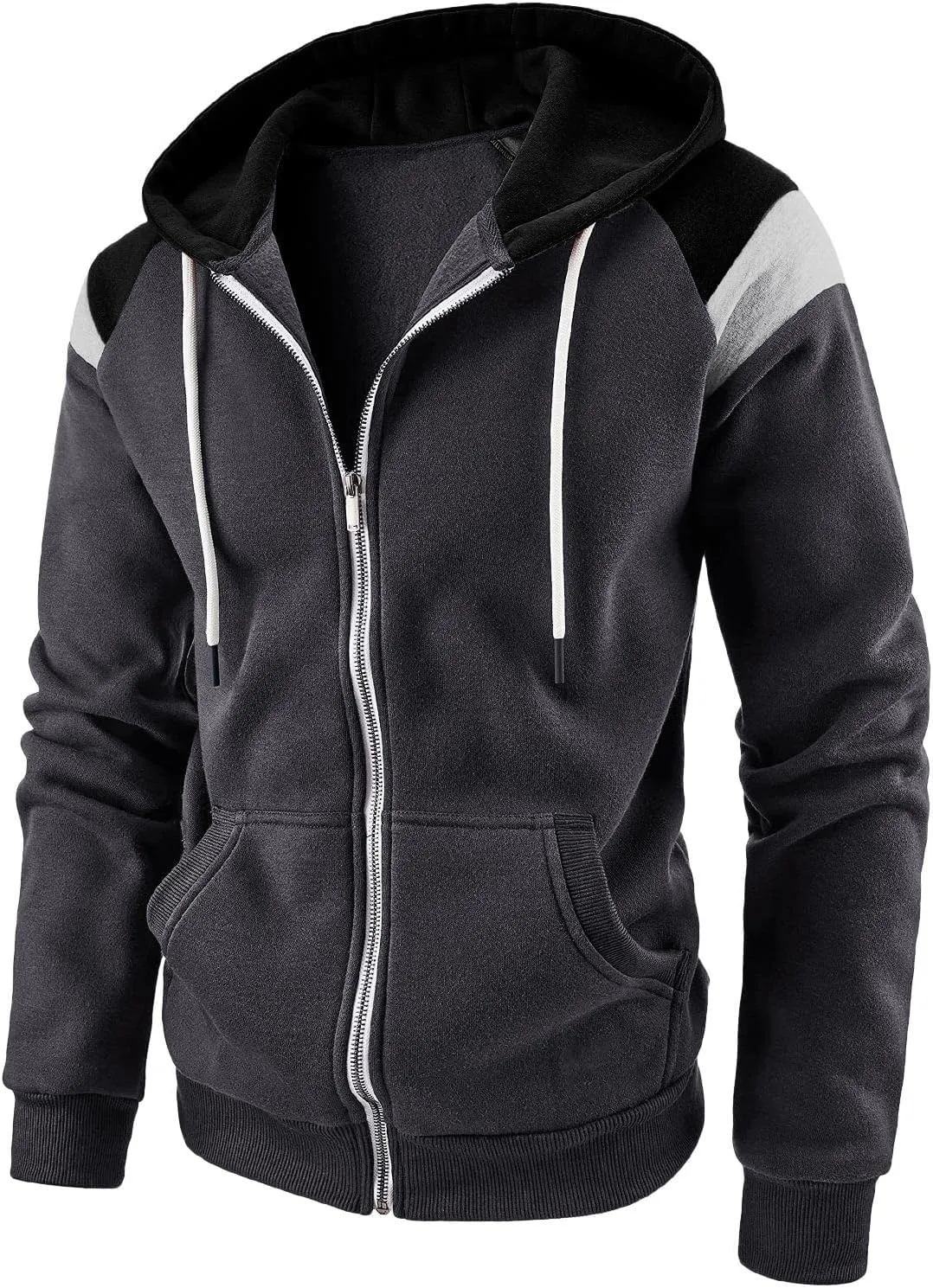 TUQIDEWU Zip Up Hoodie Men, Hoodies for Men Pullover Mens Casual Hoodies Sport Sweatshirt Color Block Jacket Coat with Pocket