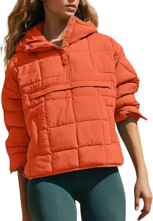 UOFOCO Women's Down Jackets Parkas Oversize Packable Quilted Pullover Puffer Jacket for Women Fall Winter Outfits Coat 2024