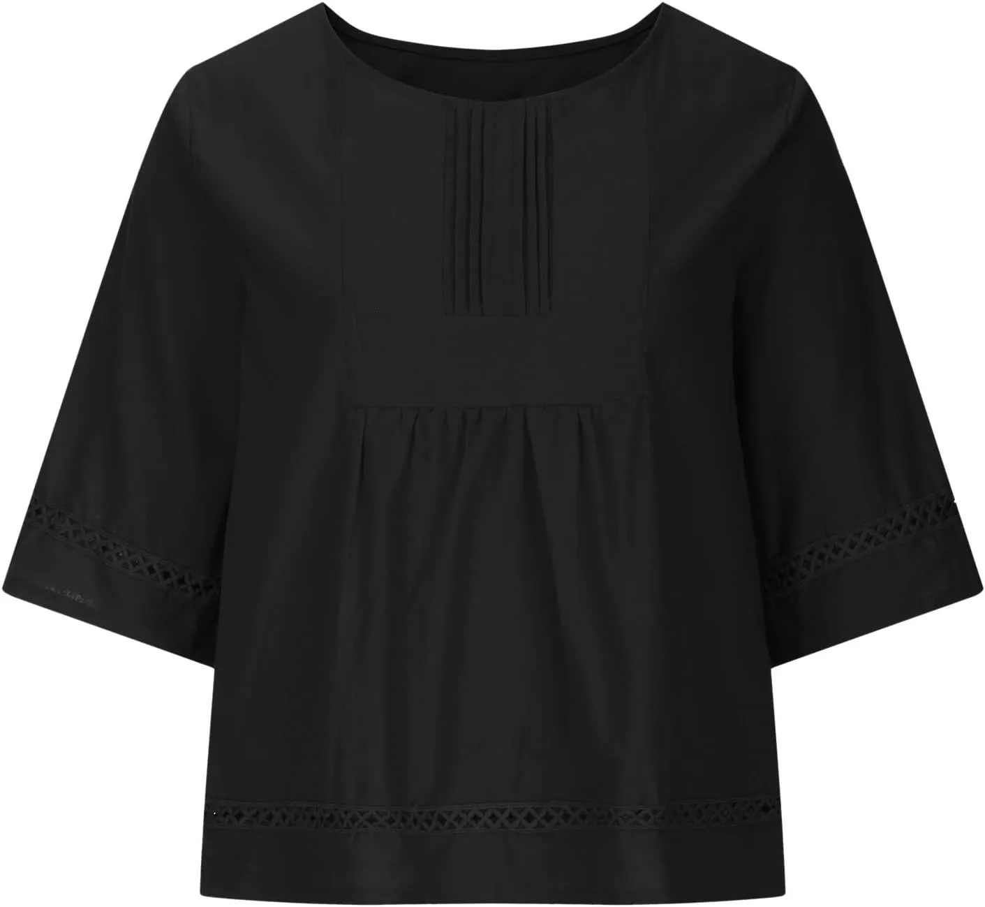 Vintage Cotton Linen Tops for Women Short Sleeve Crew Neck Shirts Summer Casual Comfy Peasant Tees Lightweight Blouse