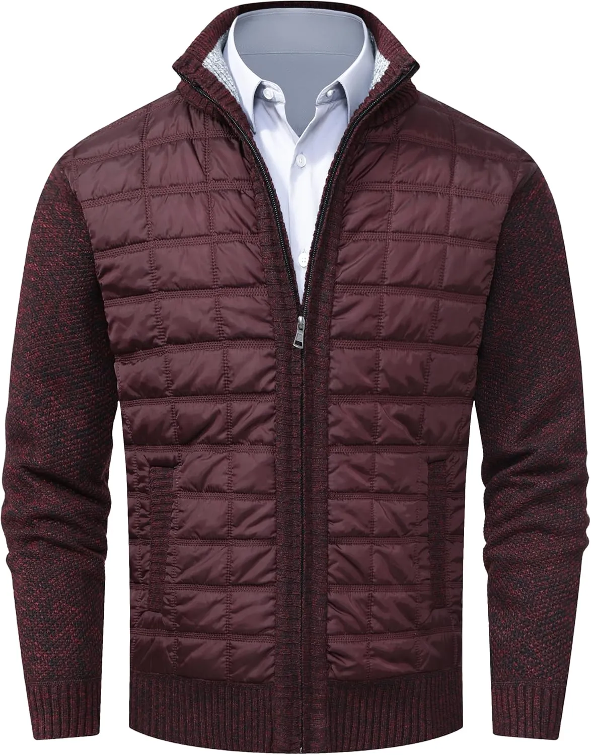 VtuAOL Men's Cardigan Sweaters Casual Full Zip Sweaters Knitted Cardigan with Pockets