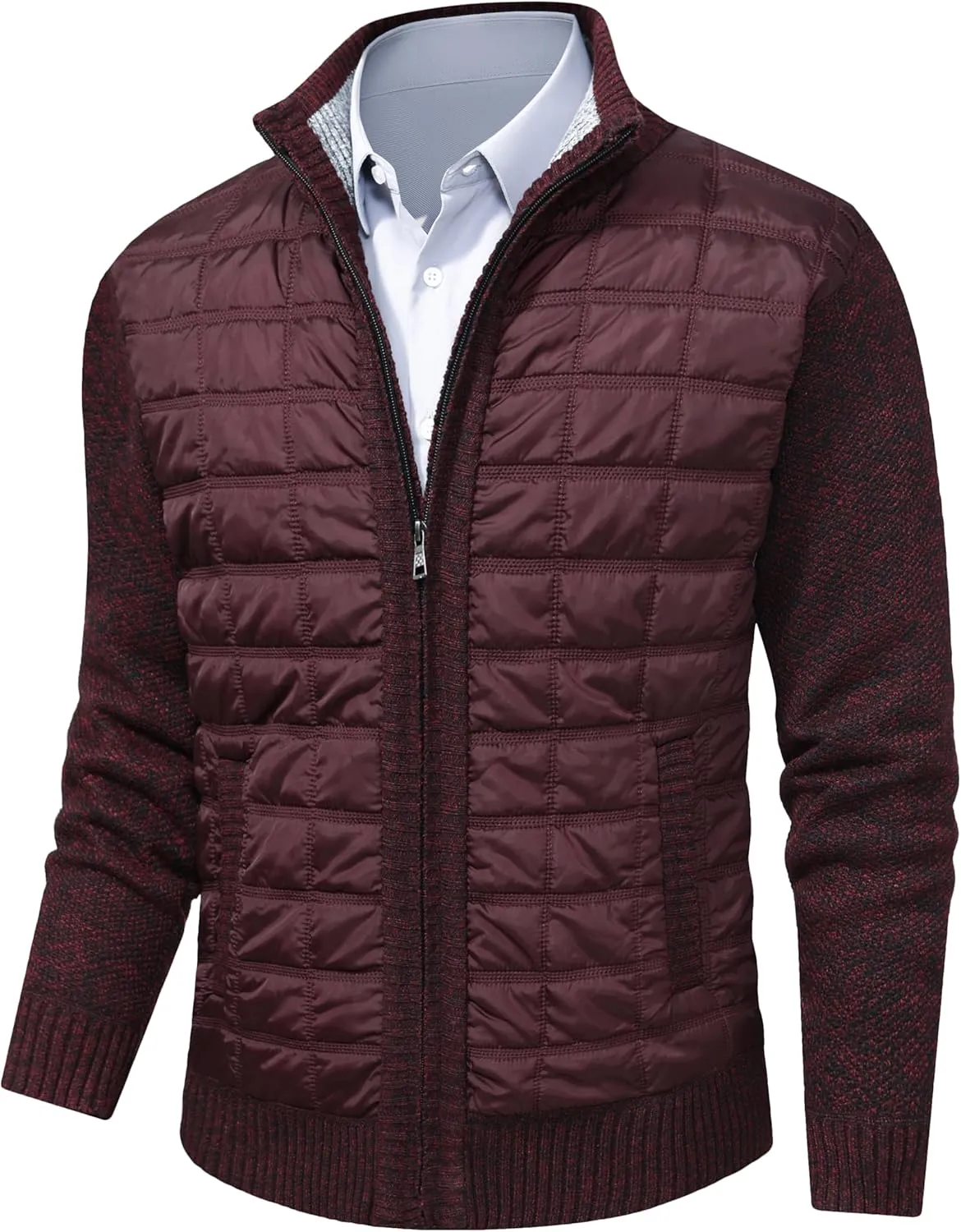 VtuAOL Men's Cardigan Sweaters Casual Full Zip Sweaters Knitted Cardigan with Pockets