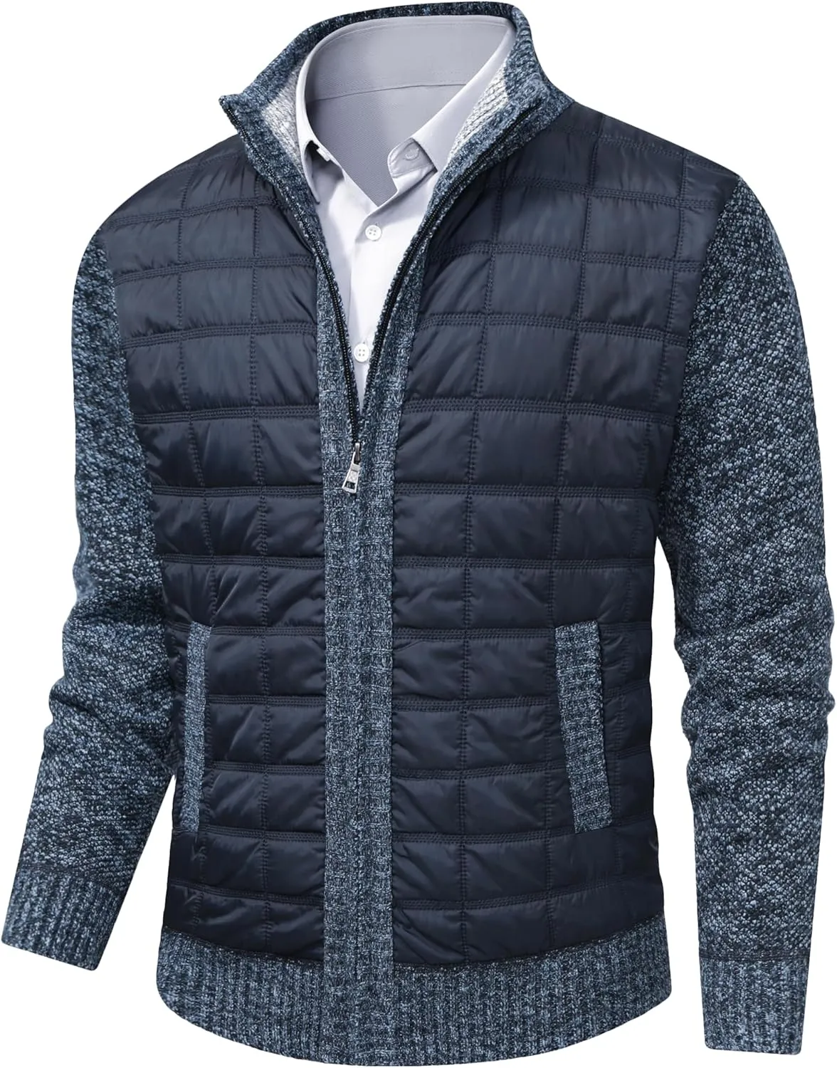 VtuAOL Men's Cardigan Sweaters Casual Full Zip Sweaters Knitted Cardigan with Pockets