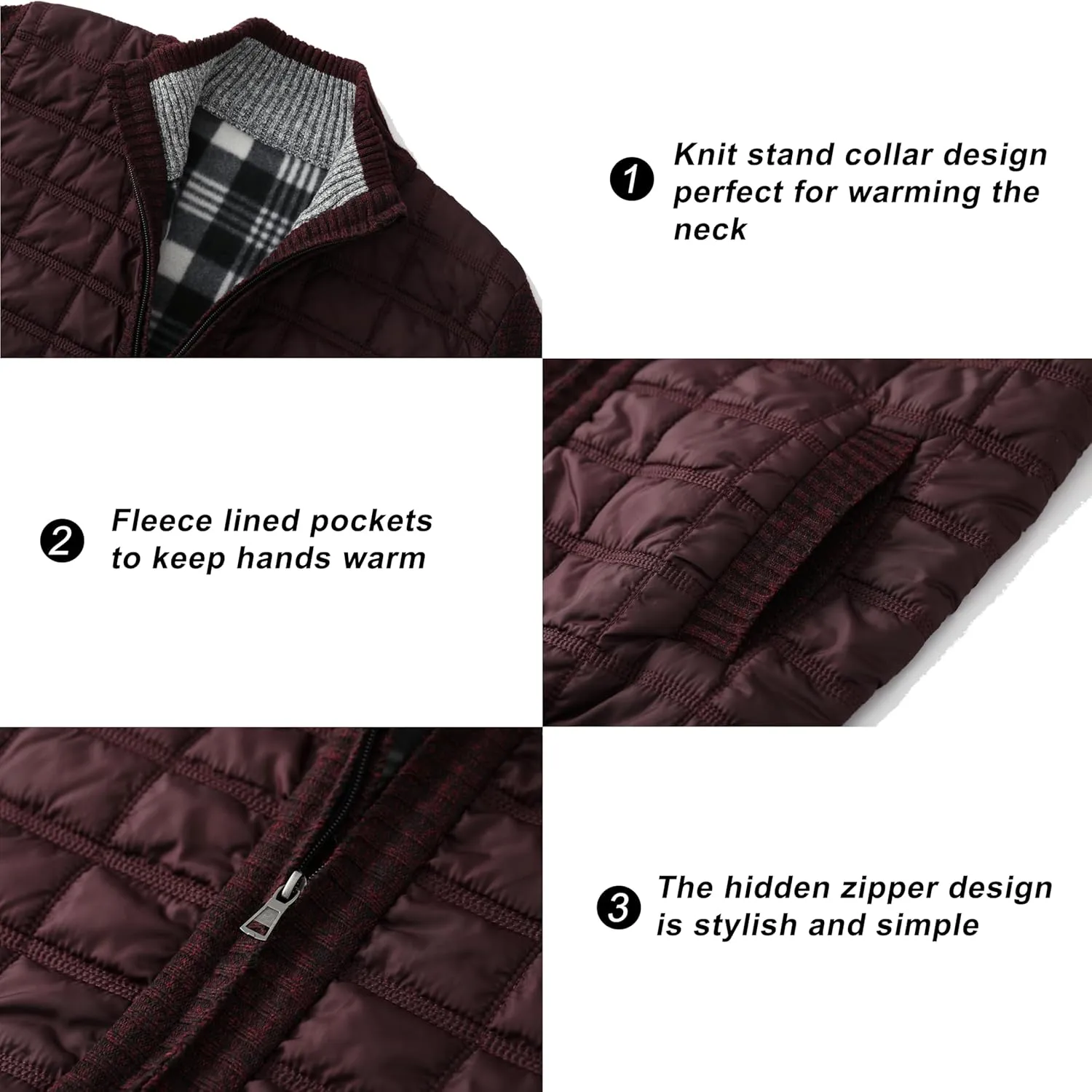 VtuAOL Men's Cardigan Sweaters Casual Full Zip Sweaters Knitted Cardigan with Pockets