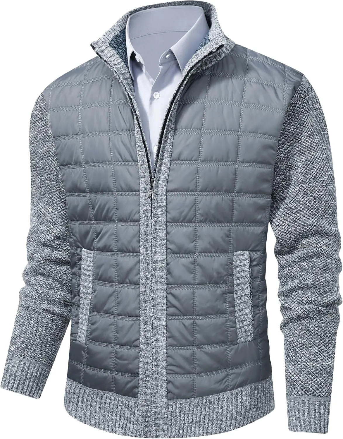 VtuAOL Men's Cardigan Sweaters Casual Full Zip Sweaters Knitted Cardigan with Pockets