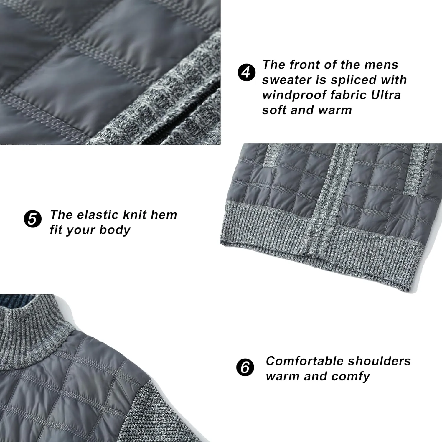 VtuAOL Men's Cardigan Sweaters Casual Full Zip Sweaters Knitted Cardigan with Pockets