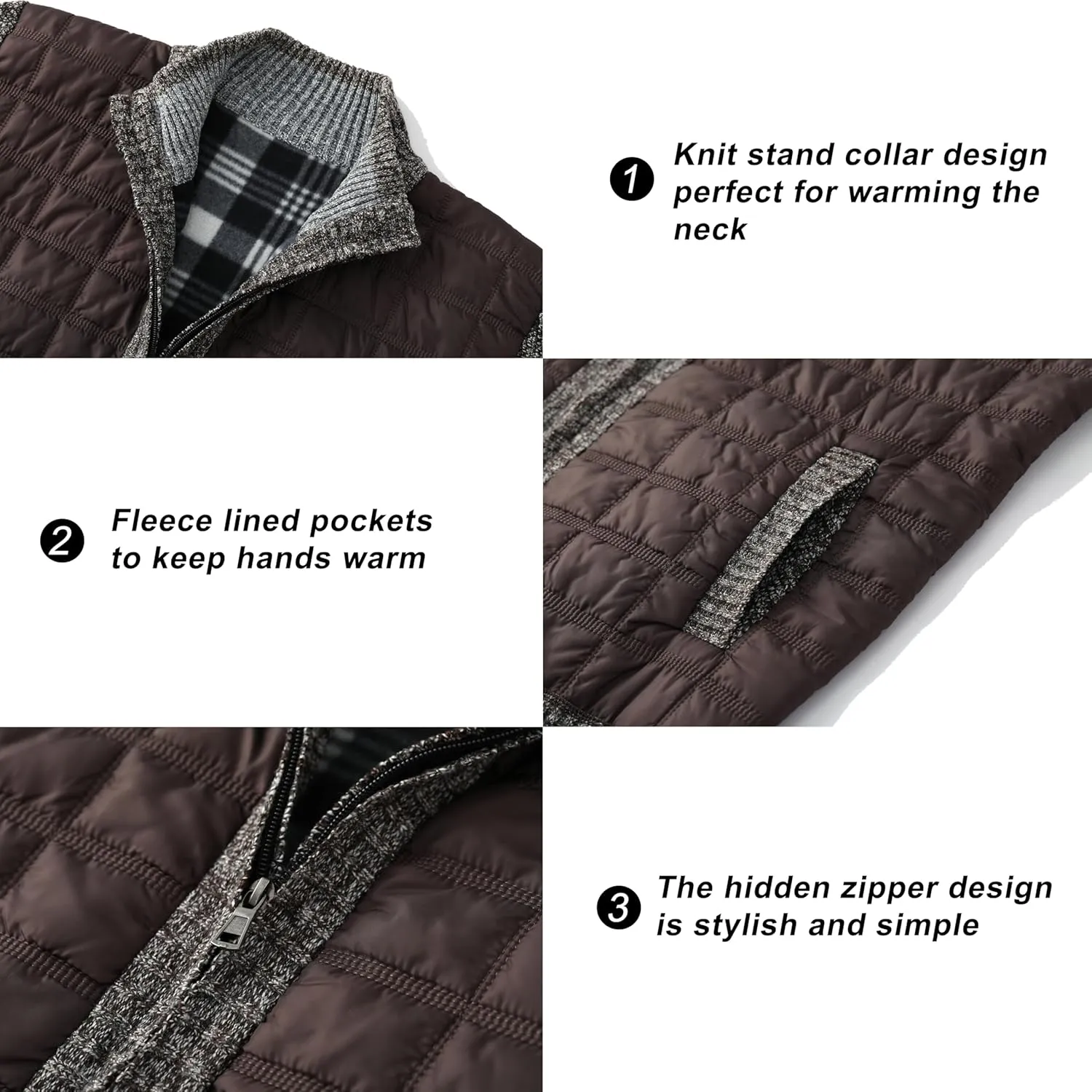 VtuAOL Men's Cardigan Sweaters Casual Full Zip Sweaters Knitted Cardigan with Pockets