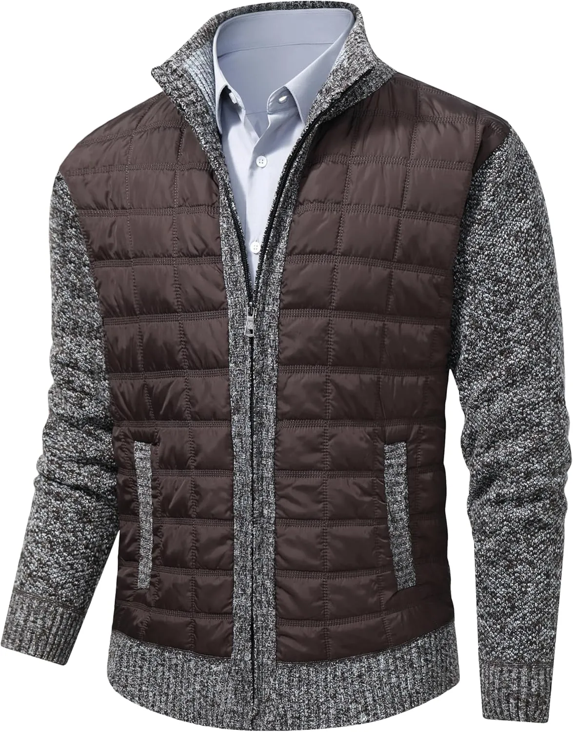 VtuAOL Men's Cardigan Sweaters Casual Full Zip Sweaters Knitted Cardigan with Pockets