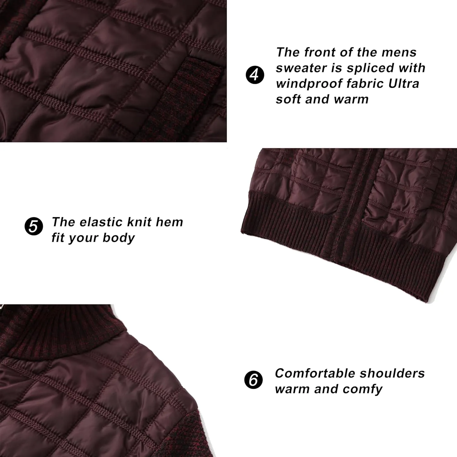 VtuAOL Men's Cardigan Sweaters Casual Full Zip Sweaters Knitted Cardigan with Pockets