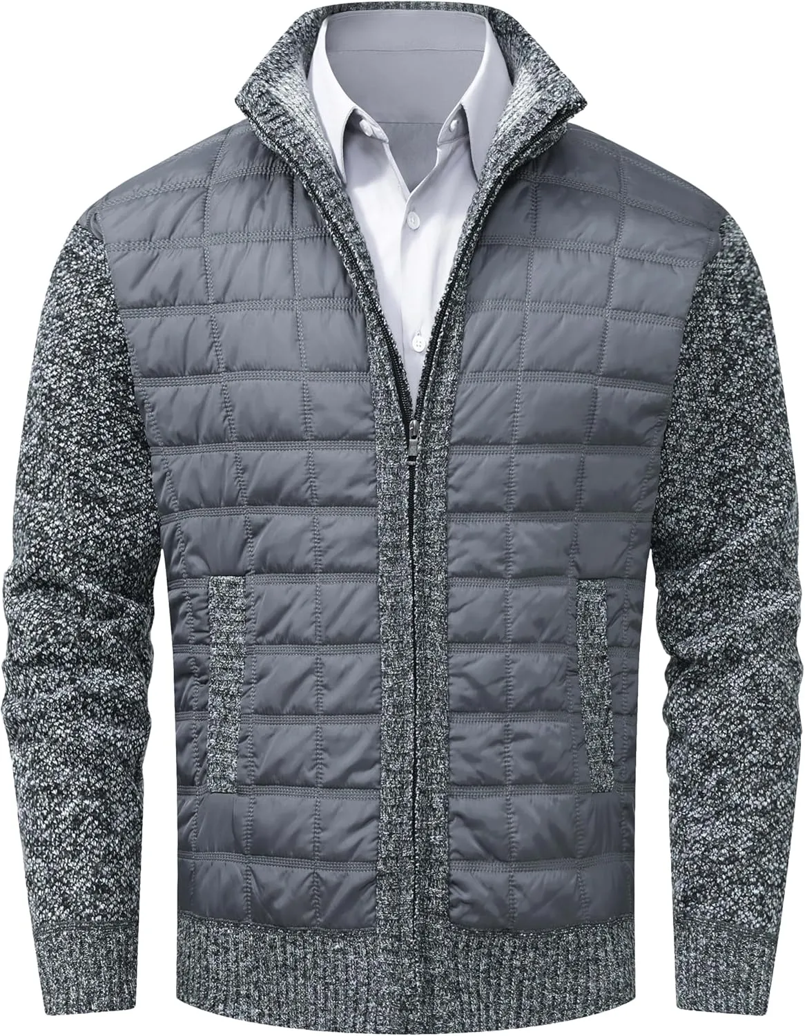 VtuAOL Men's Cardigan Sweaters Casual Full Zip Sweaters Knitted Cardigan with Pockets