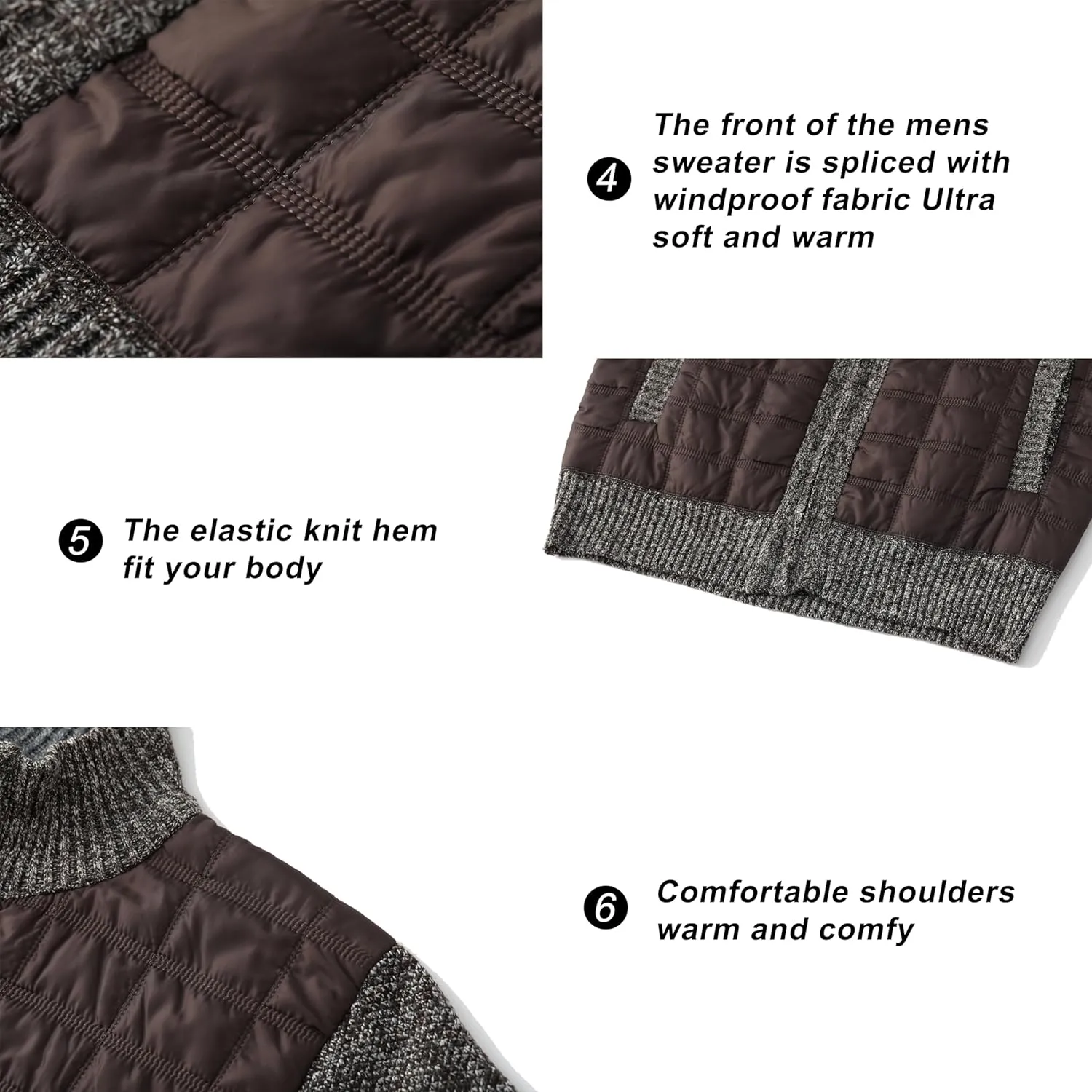 VtuAOL Men's Cardigan Sweaters Casual Full Zip Sweaters Knitted Cardigan with Pockets