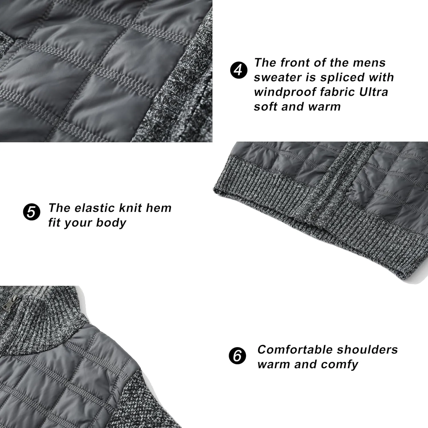 VtuAOL Men's Cardigan Sweaters Casual Full Zip Sweaters Knitted Cardigan with Pockets