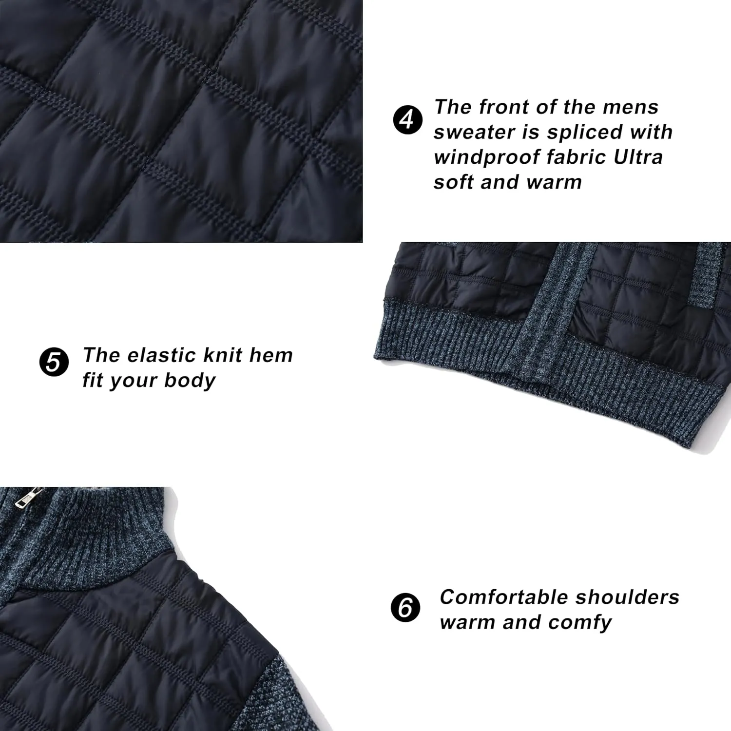VtuAOL Men's Cardigan Sweaters Casual Full Zip Sweaters Knitted Cardigan with Pockets