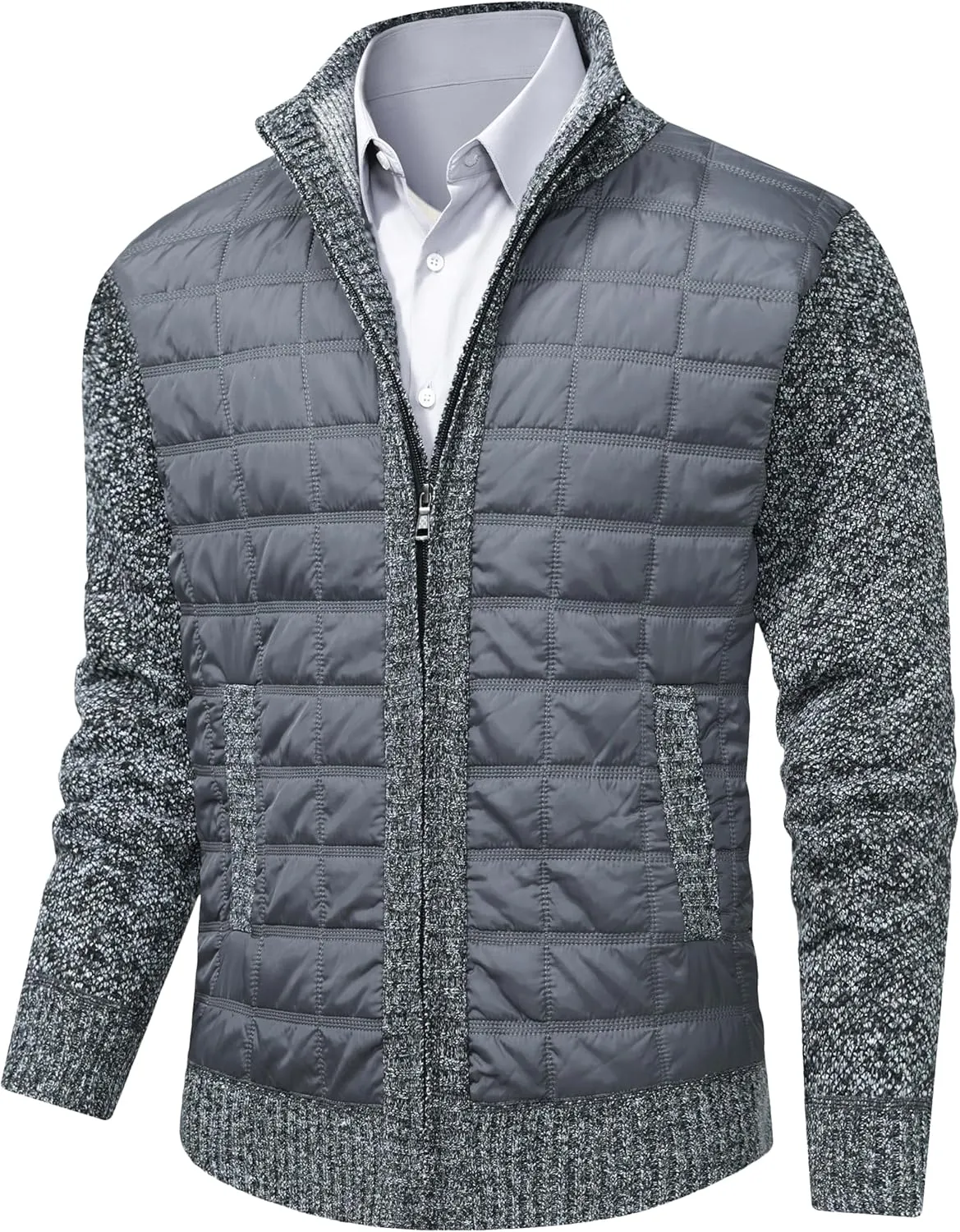 VtuAOL Men's Cardigan Sweaters Casual Full Zip Sweaters Knitted Cardigan with Pockets