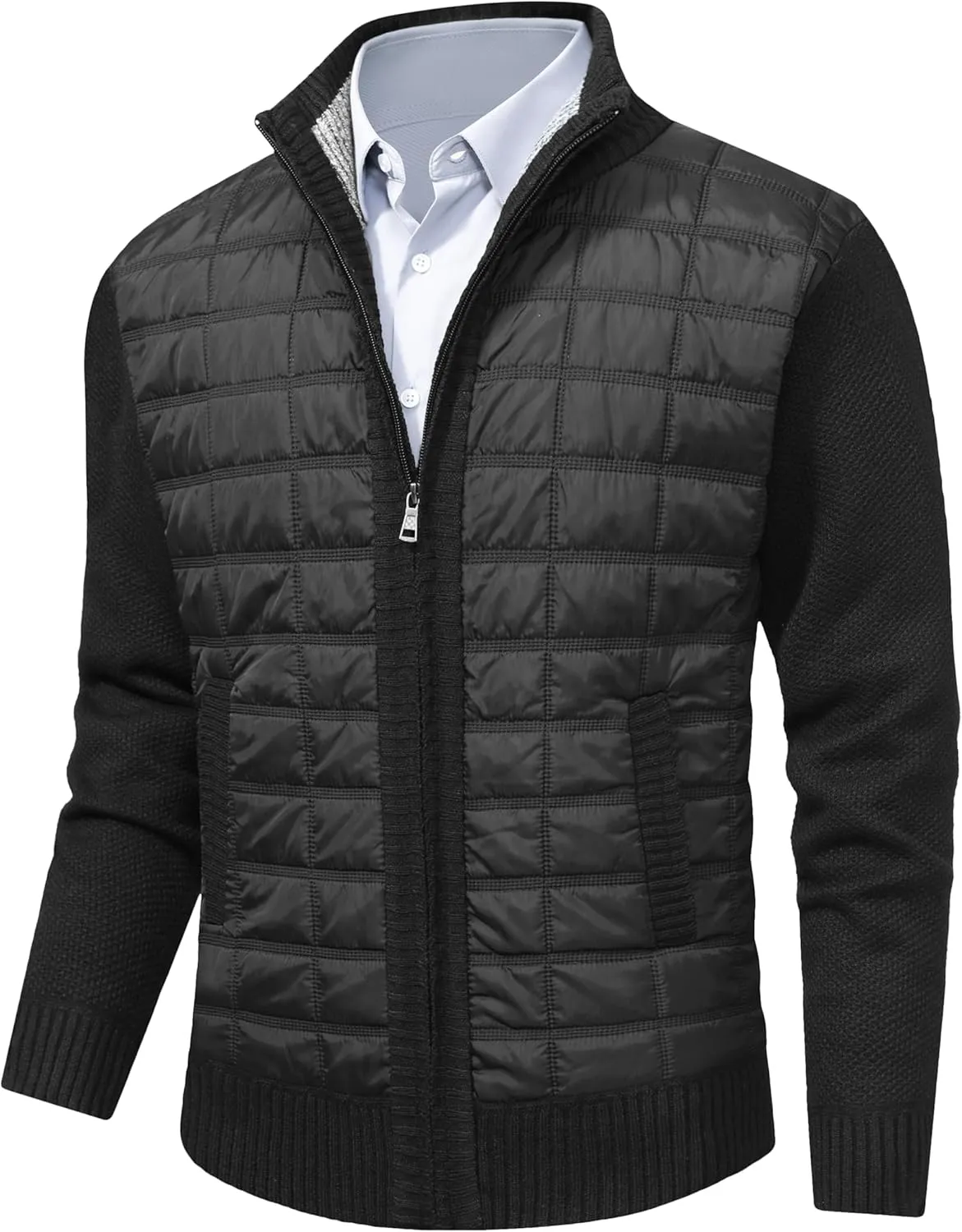 VtuAOL Men's Cardigan Sweaters Casual Full Zip Sweaters Knitted Cardigan with Pockets